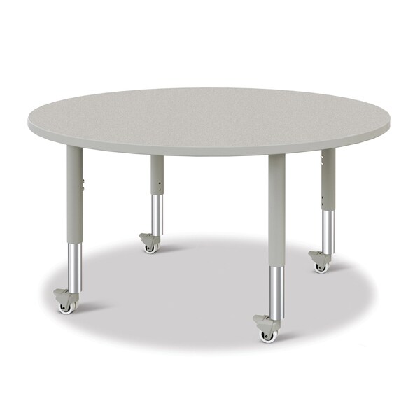 Berries Round Activity Table, 48 in. Diameter, Mobile, Freckled Gray/Gray/Gray
